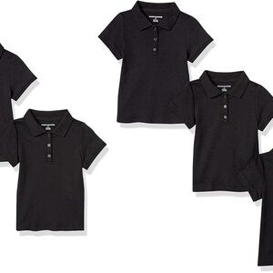 5 Black Polo Short Sleeve Shirts XS 5yr NWT